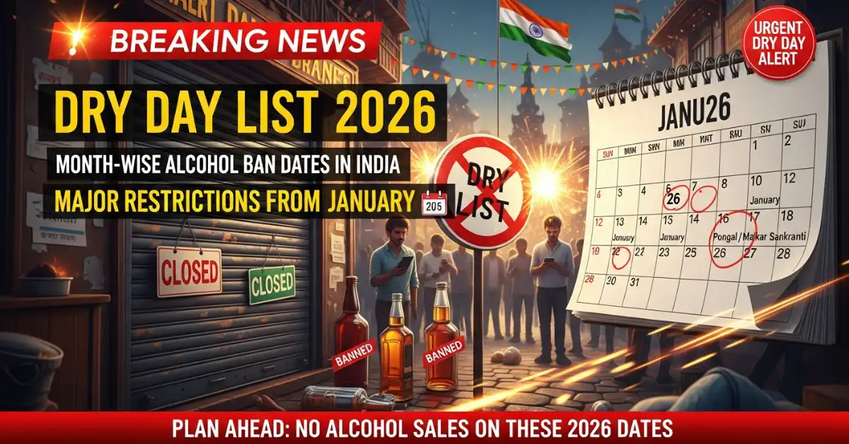 Dry Day List 2026: Month-Wise Alcohol Ban Dates in India – Major Restrictions from January