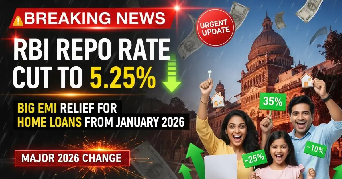 Major Update 2026: RBI Repo Rate Cut to 5.25% – Big EMI Relief for Home Loan Borrowers from January 2026
