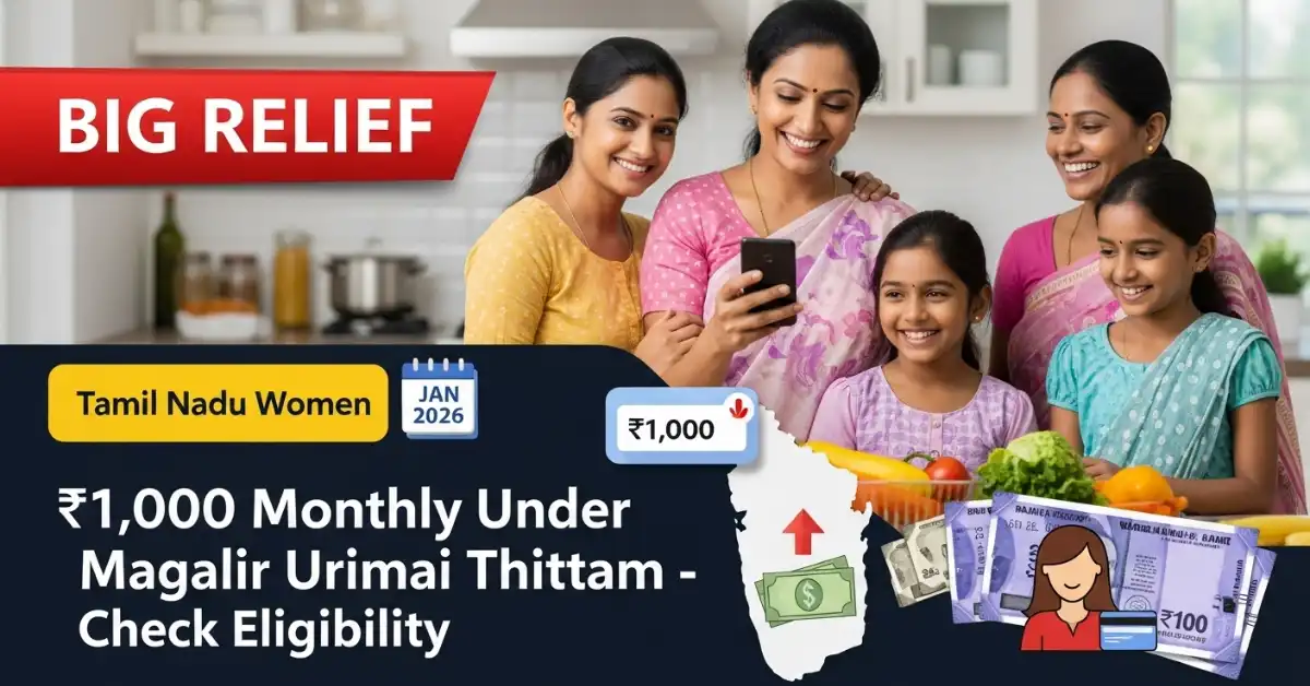 Tamil Nadu Women Big Relief 2026: ₹1,000 Monthly Under Magalir Urimai Thittam – Apply Before Deadline