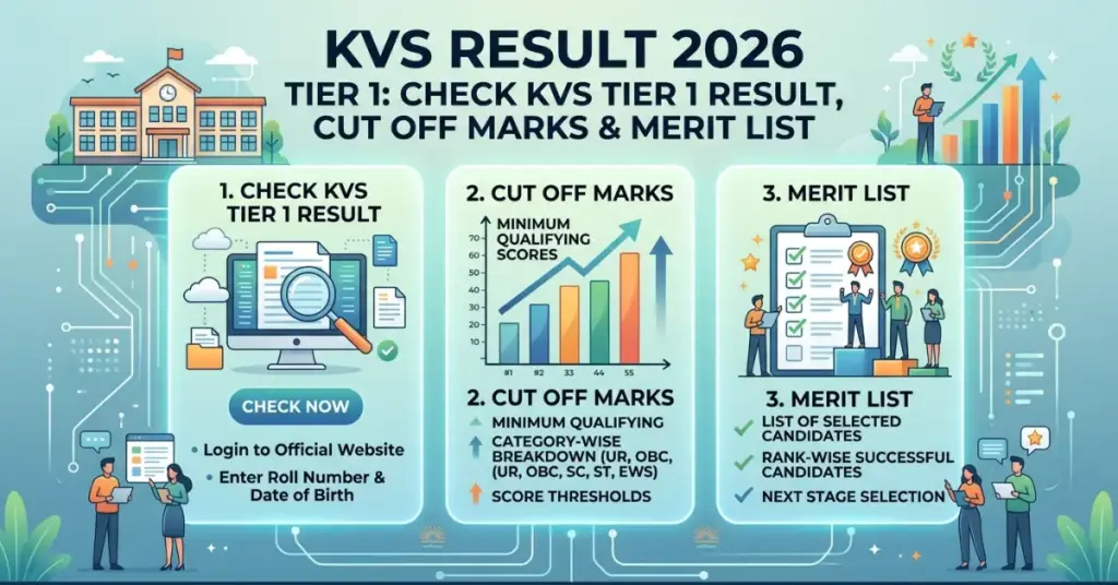 KVS Result 2026 Tier 1: Check KVS Tier 1 Result, Cut Off Marks & Merit List