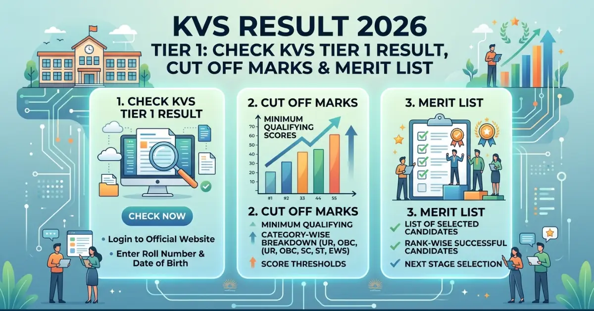 KVS Result 2026 Tier 1: Check KVS Tier 1 Result, Cut Off Marks & Merit List